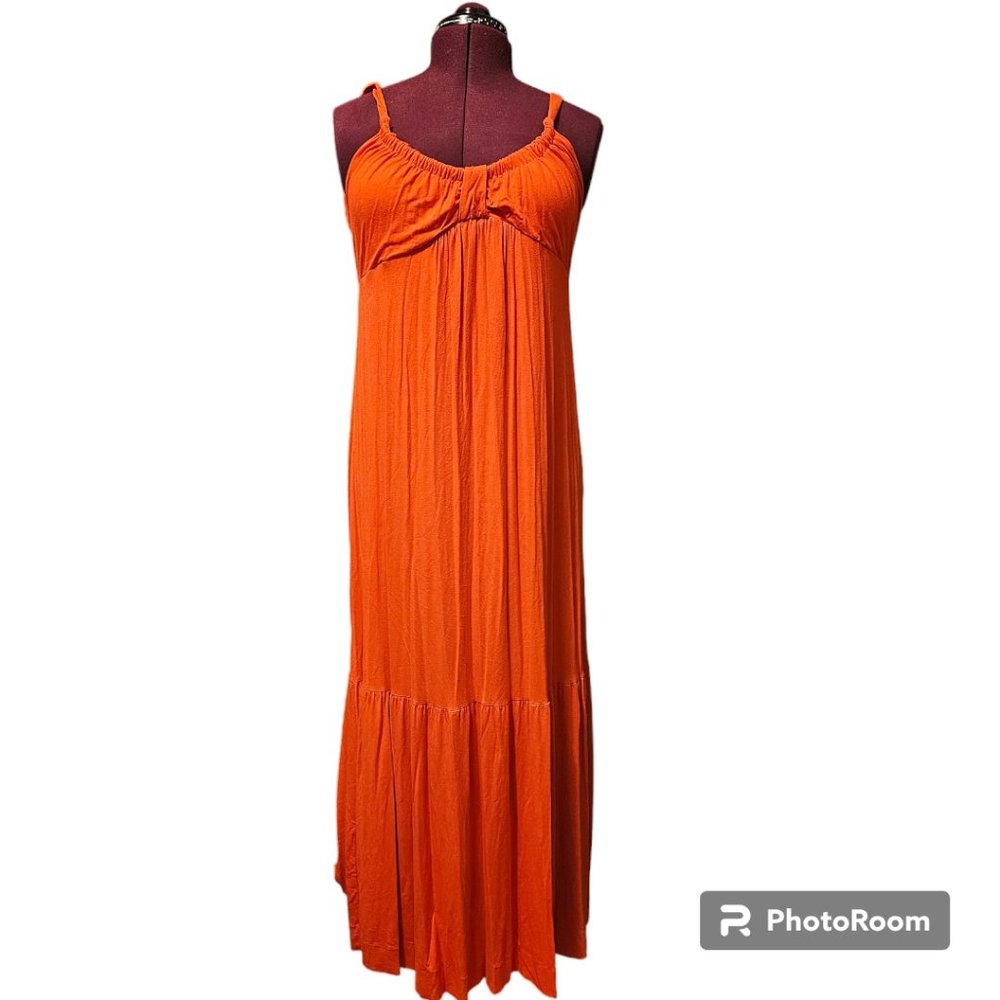 New York and Company‎ Orange Maxi Dress Multi Strap Boho Flowy Size XL